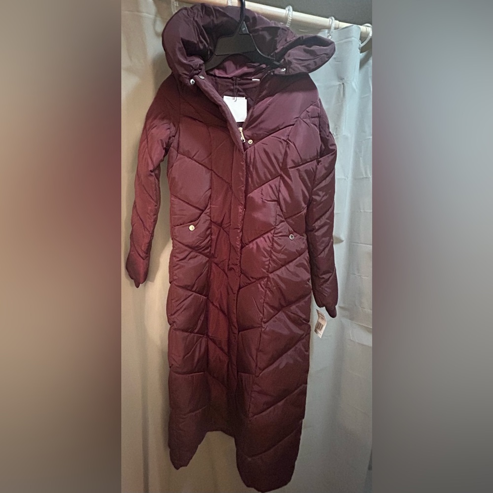 NWT- Steve Madden Full-length Merlot/Burgundy//Wine Puffer Jacket Size XS
